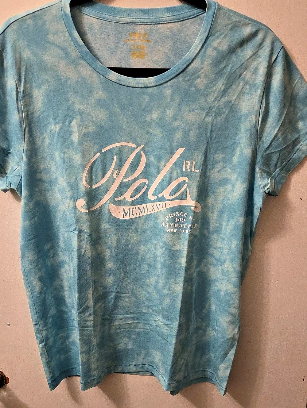 Polo Ralph Lauren Polo RL Graphic Tee Tie-Dye Blue & White Large